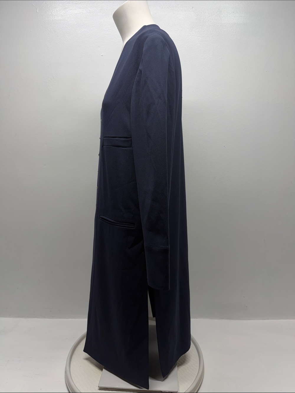 MM LaFleur Blazer Long Jacket Coat Long Sleeve V Neck Pockets Navy Blue Small - Picture 5 of 8